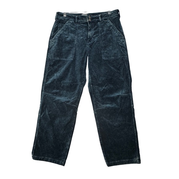 Pilcro Pants Teal Green Corduroy Utility Cropped High Rise Casual Size 8‎ 30" - Picture 1 of 9